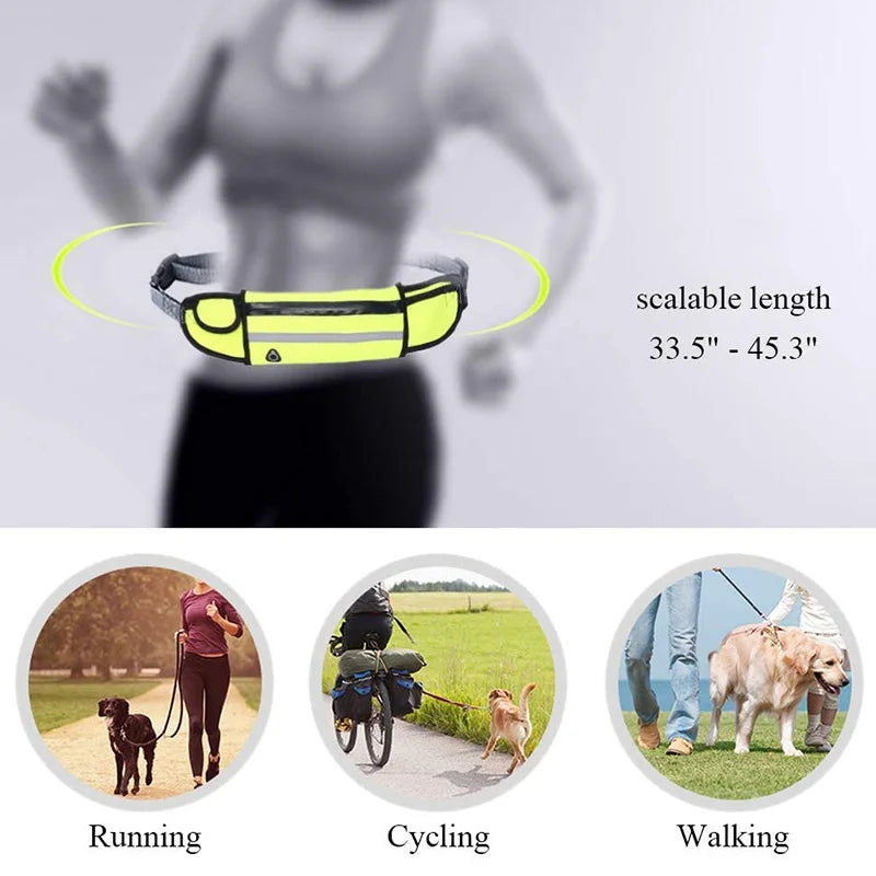 Pet Dog Leash Running Multi-functional Belt Bag Harness Collar Jogging Leading Adjustable Leashes Reflective Traction Belt Rope