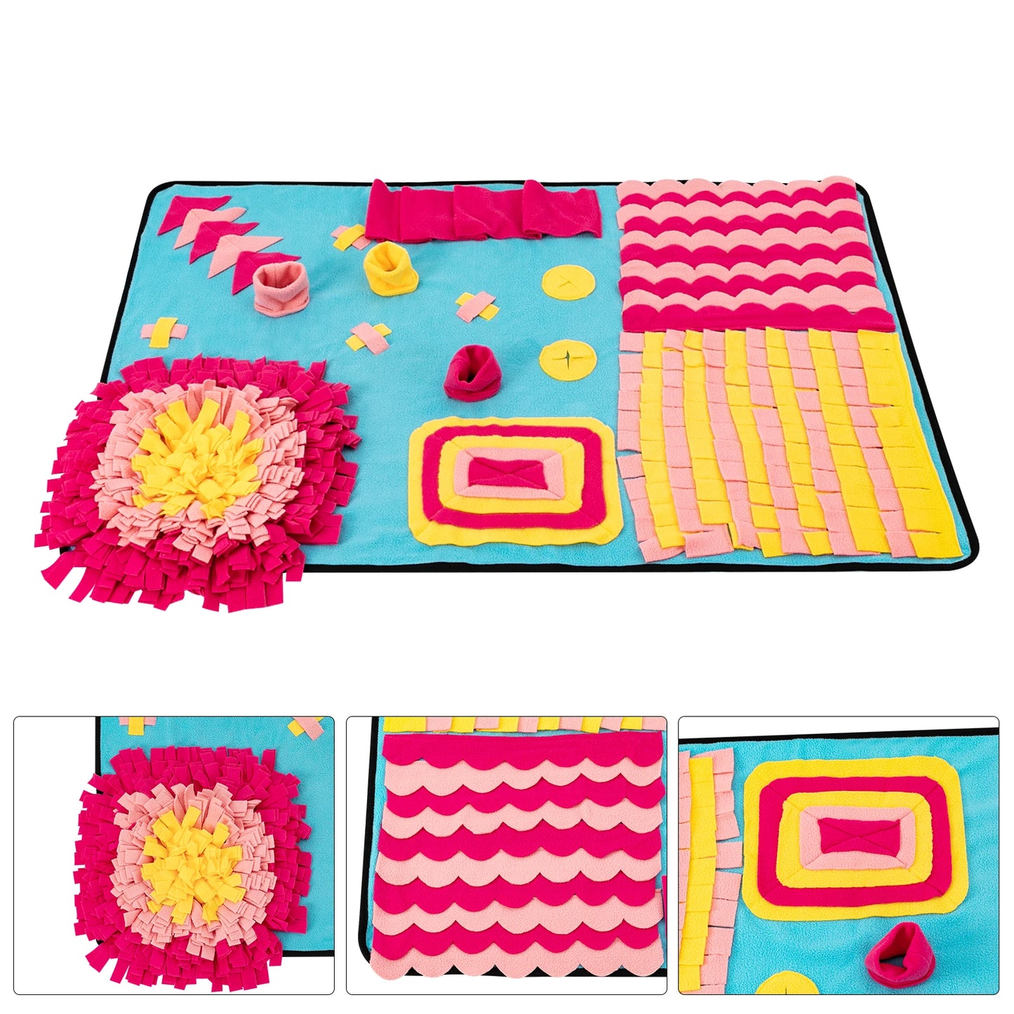 Snuffle Mat for Dogs, Large Size (27.55x41.33in), Hidden Food Puzzle Design, Foldable & Lightweight, Ideal for Small to Large