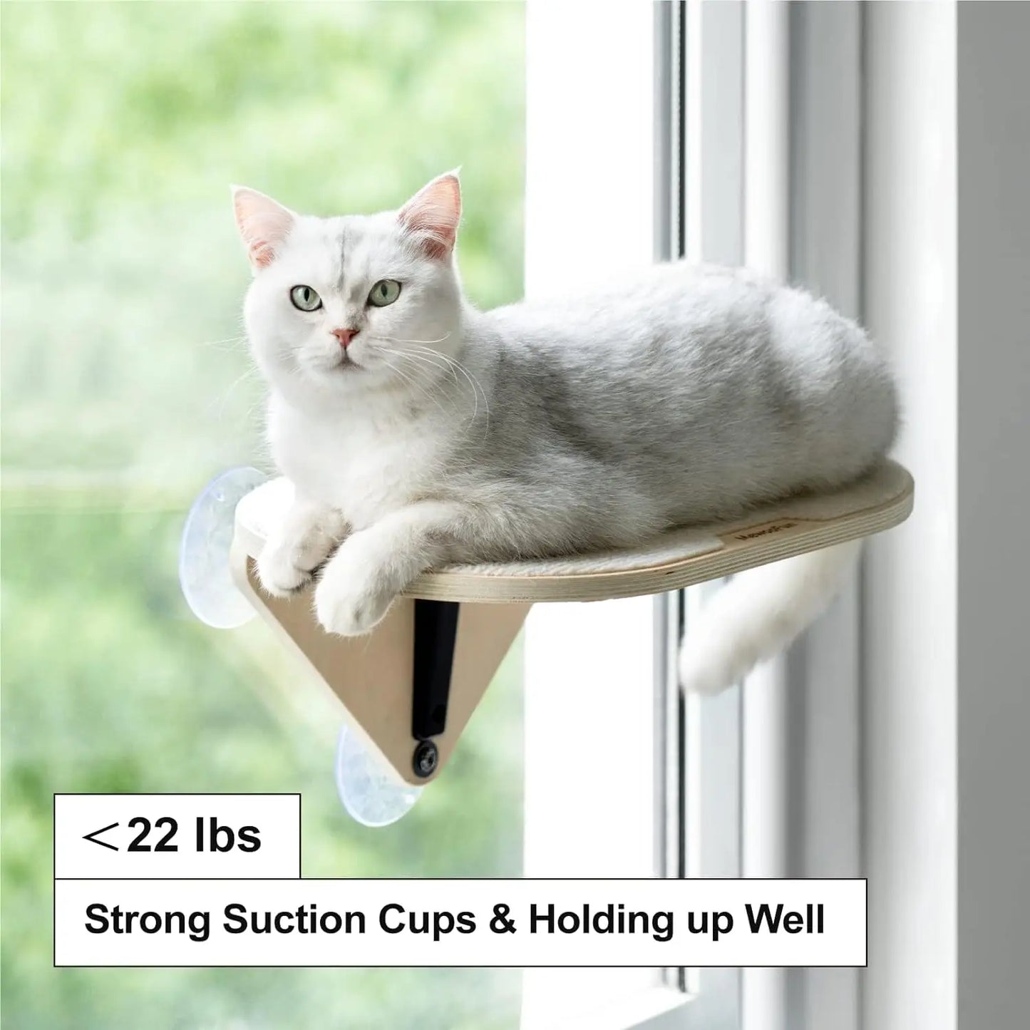 Cat Window Perch Hammock with Climbing Steps and Scratching Post Wooden Window Mounted Cat Bed for Indoor Cats