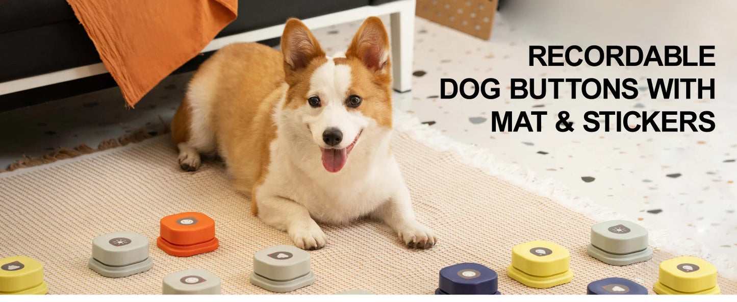 Dog Button Record Talking Pet Communication Vocal Training Interactive Toy Bell Ringer With Pad and Sticker Easy To Use