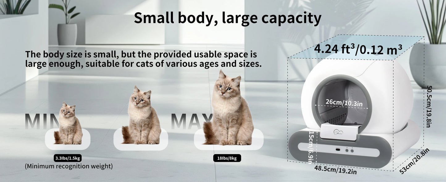 Automatic Cat Litter Box Self-Cleaning with App Control & Cat Litter Mat Smart Cat Toilet for Multiple Large Cats