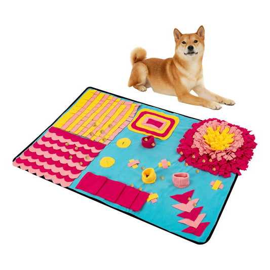 Snuffle Mat for Dogs, Large Size (27.55x41.33in), Hidden Food Puzzle Design, Foldable & Lightweight, Ideal for Small to Large