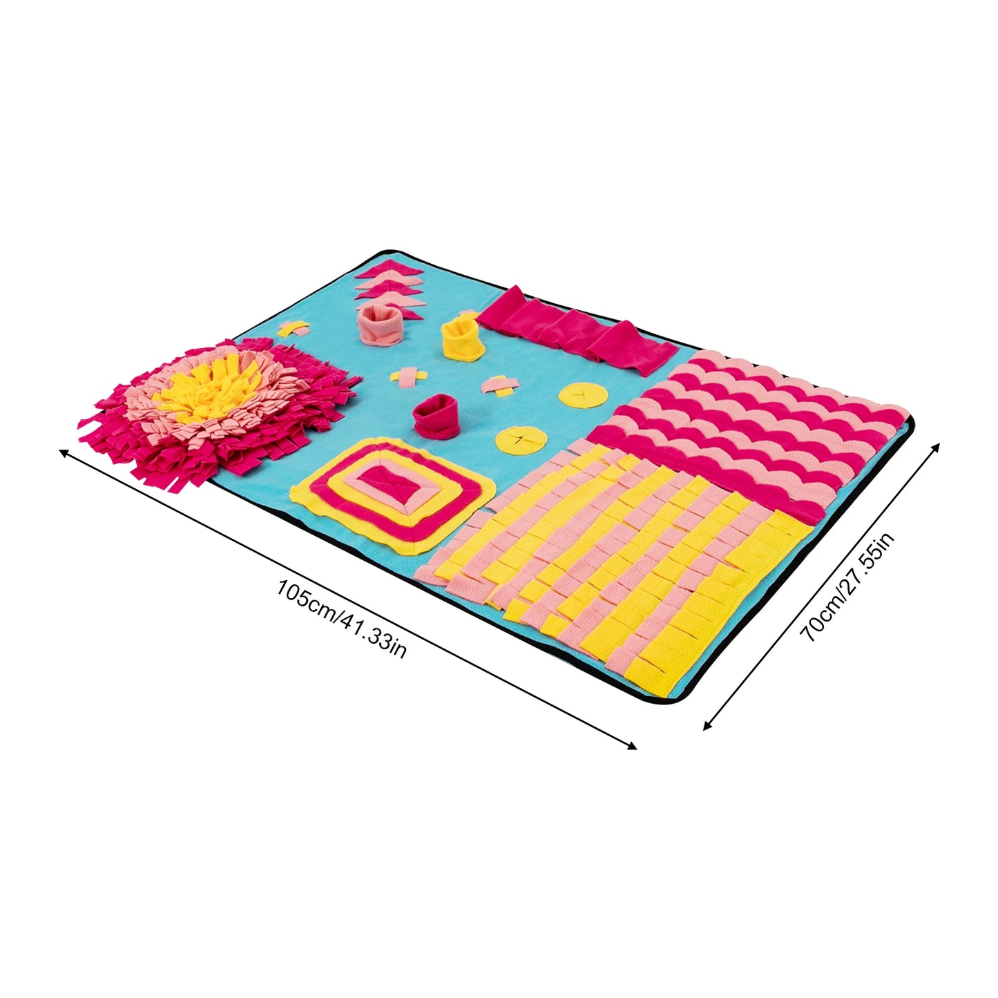 Snuffle Mat for Dogs, Large Size (27.55x41.33in), Hidden Food Puzzle Design, Foldable & Lightweight, Ideal for Small to Large