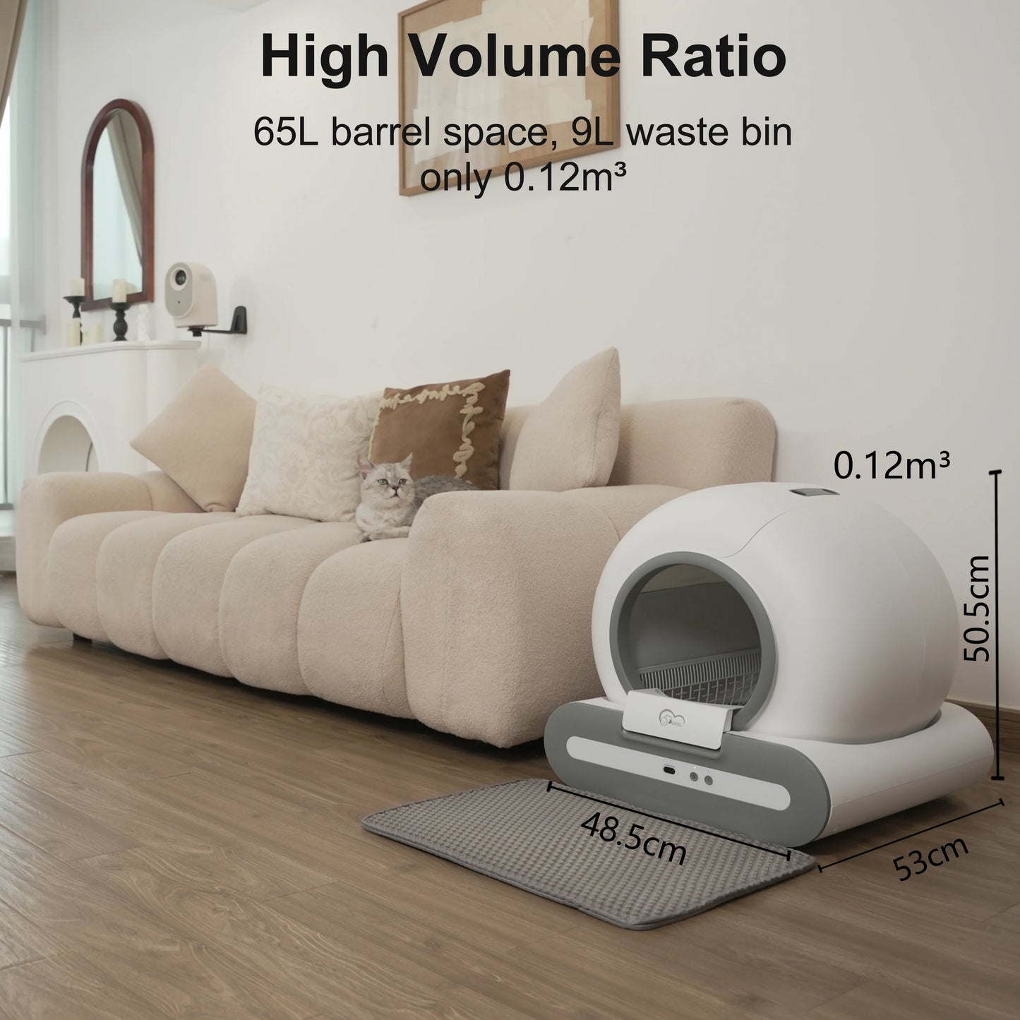 Automatic Cat Litter Box Self-Cleaning with App Control & Cat Litter Mat Smart Cat Toilet for Multiple Large Cats
